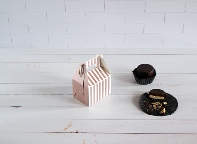 Mini Party Box 70 x 50 x 50 mm Rose Gold Stripe (ea)