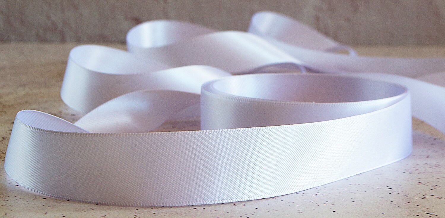 Satin Ribbon Luxury White 25 mm x 30 m (double faced)