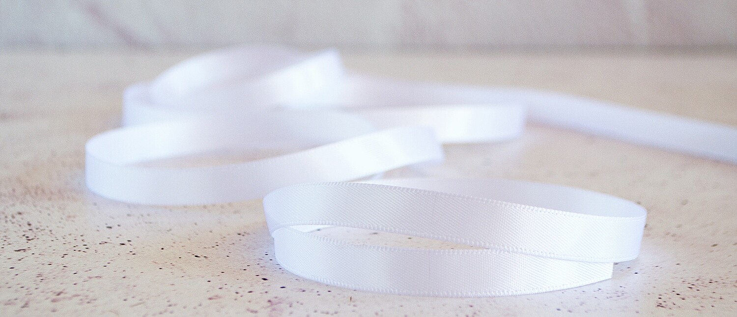 Satin Ribbon Luxury White 10 mm x 30 m (double faced)