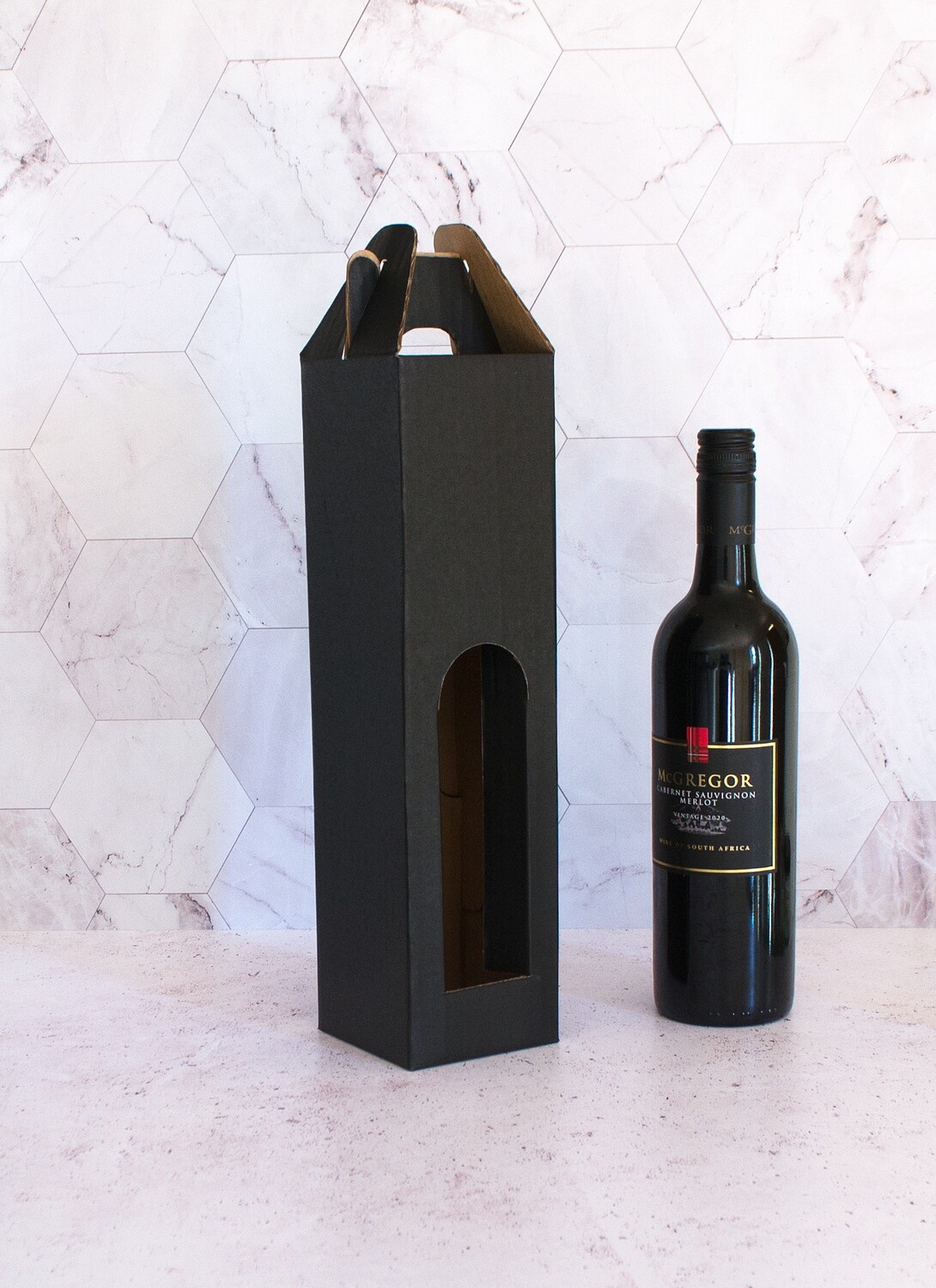 Box Corrugated Wine Bottle Pack 1 - Black (ea)