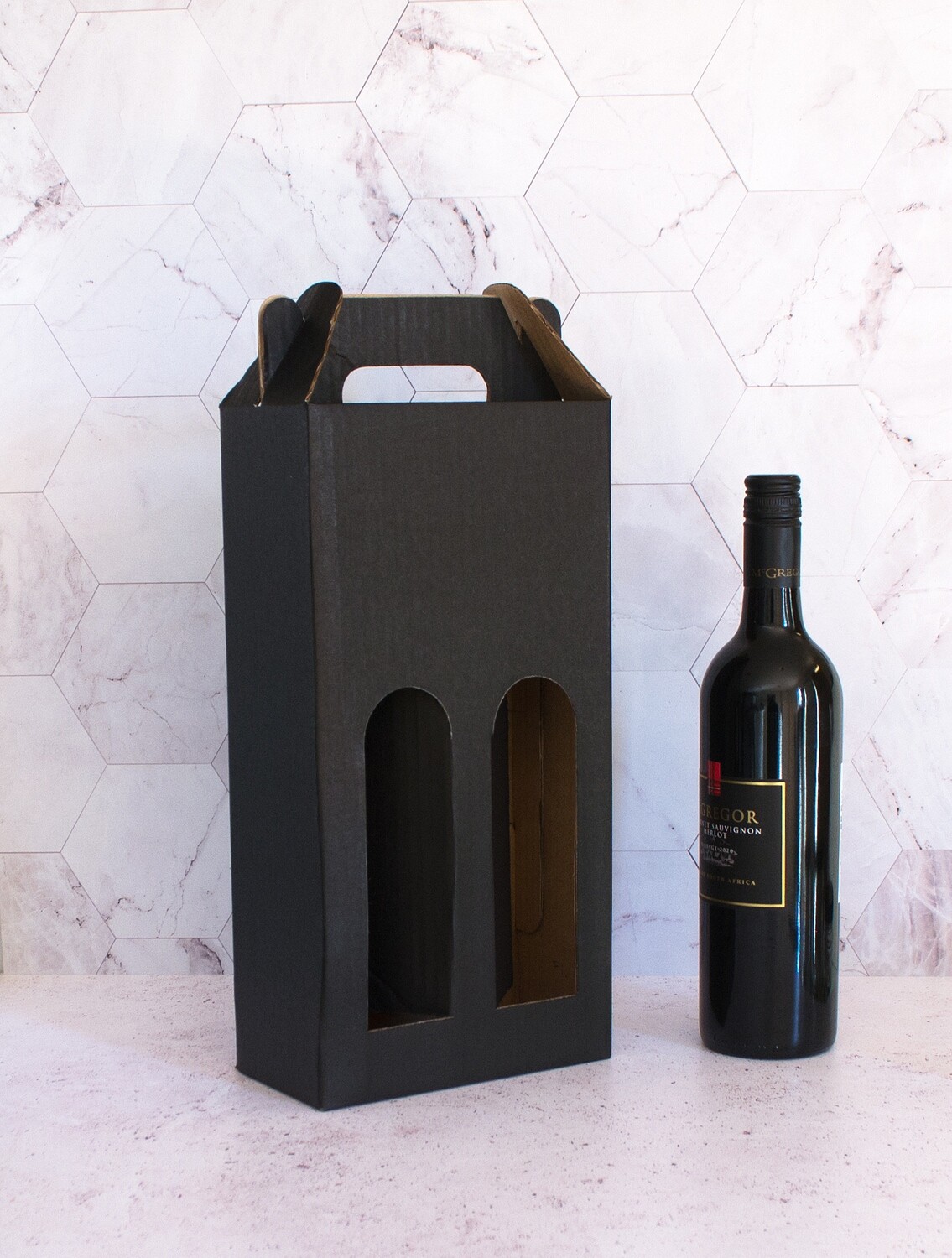 Box Corrugated Bottle Pack 2 - Black (each)