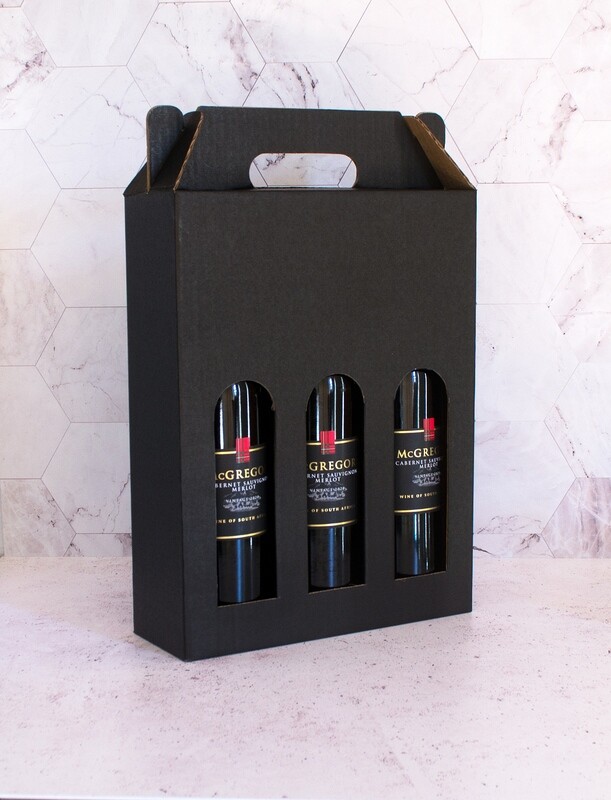 Box Corrugated Wine Bottle Pack 3 - Black (ea)