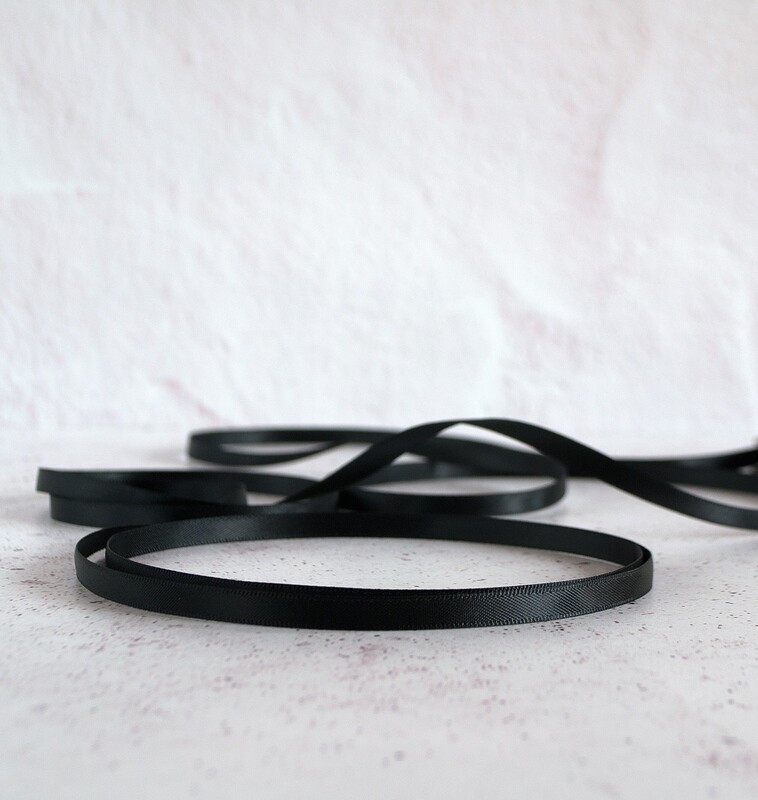 Satin Ribbon Luxury Black 6 mm x 30 m (double faced)