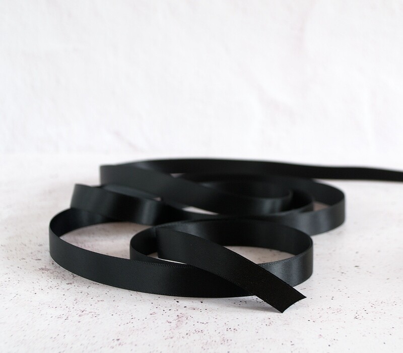 Satin Ribbon Luxury Black 15 mm x 30 m (double faced)