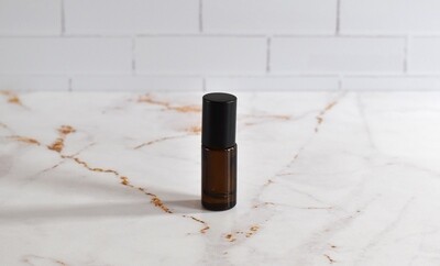 Aluminium Roller, Glass Bottle Amber 5 ml + Black Cap (ea)