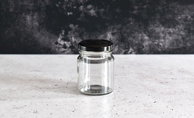 Clear Glass Jar Spread 125 ml - Blk. Alum. Lid 53 mm