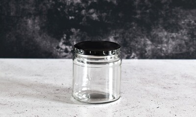 Clear Glass Jar Jam 340GR (290ml) - Blk. Alum. Lid 70mm