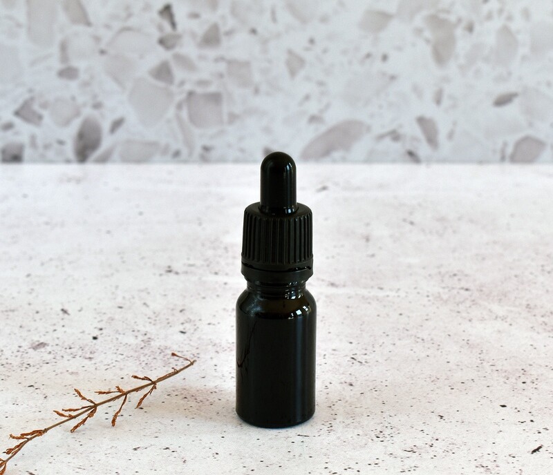 Black Glass Bottle Dropper 10 ml + Pipette 18 x 62 mm