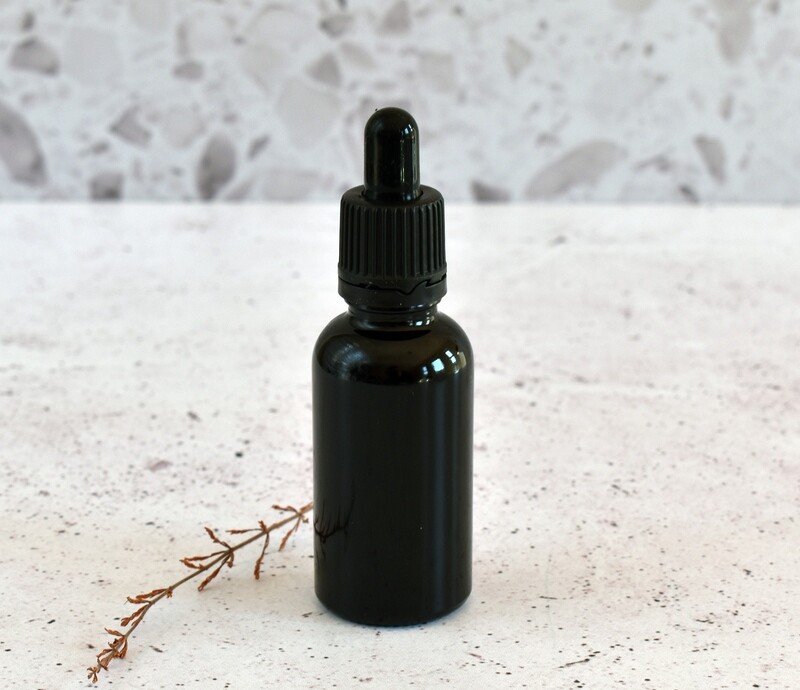 Black Glass Bottle Dropper 30 ml + Pipette 18 x 78 mm
