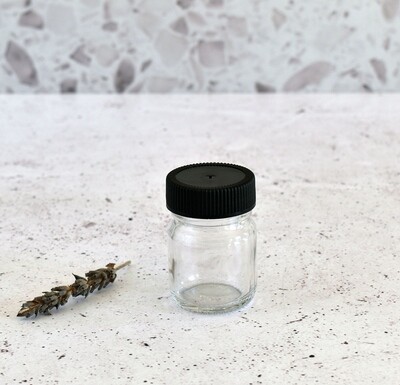 Glass Jar Ointment 25ml - Black Polyprop Lid (EXPE Lining)