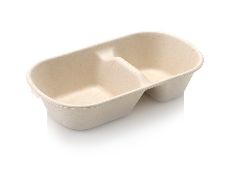 Earth Compostable Meal Tray 2 div 850 ml (Qty 50)