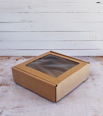 Corrugated Cake Box Window Tuck In Kraft Med 21x21x6 cm (each)