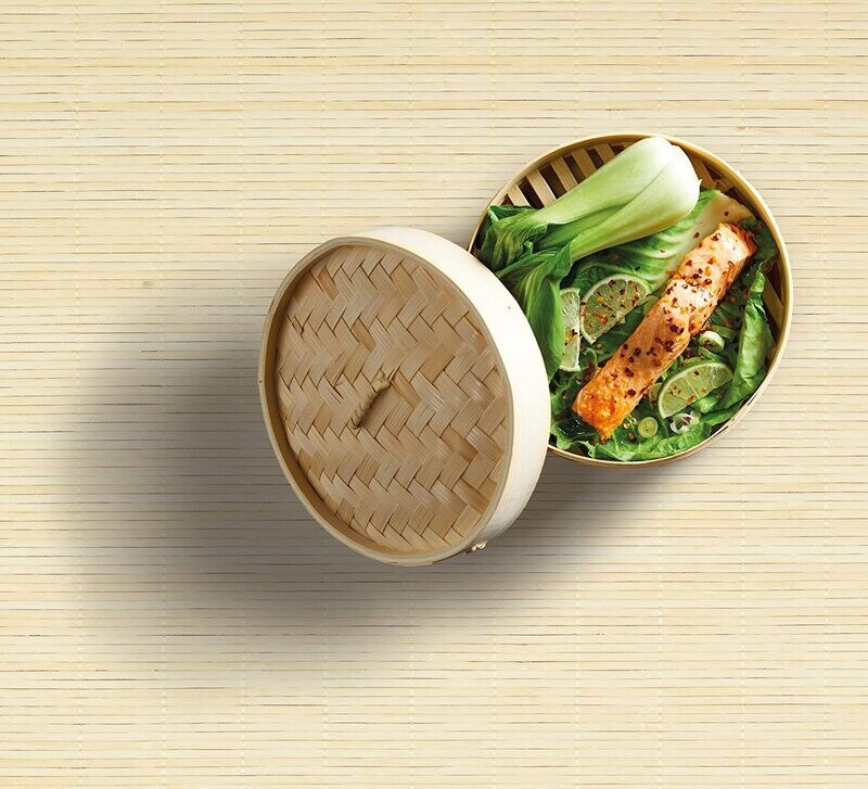 Bamboo Steamer + Lid 2 Tier 20cm x 14cm