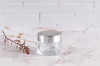 Clear Glass Jar Ointment 30ml - Shiny Silver Lid 48mm