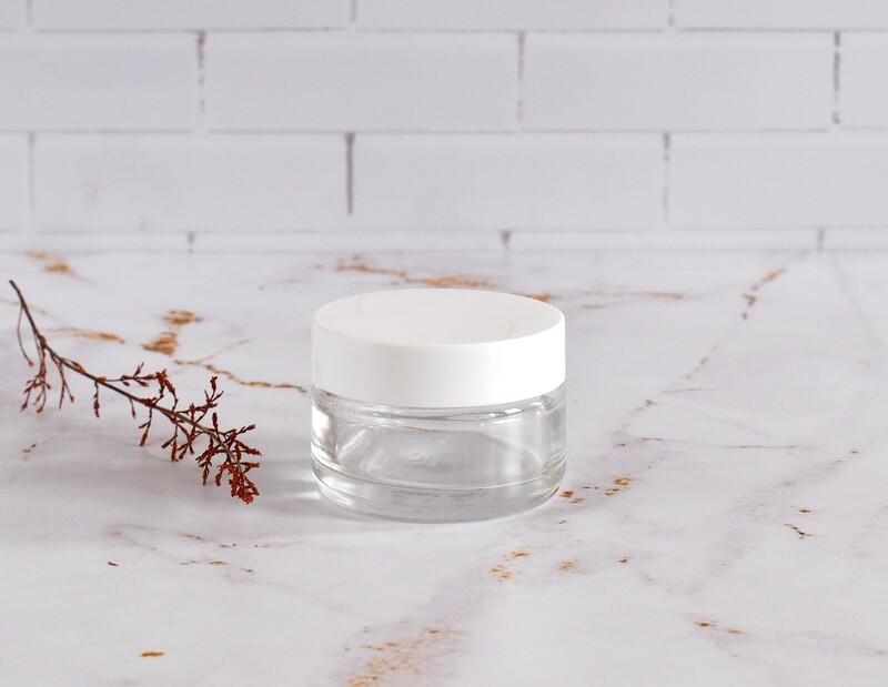 Clear Glass Jar Ointment 50 ml + White Polyprop Lid 58 mm