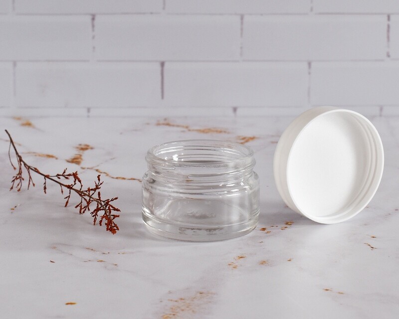 Clear Glass Jar Ointment 50 ml + White Polyprop Lid 58 mm