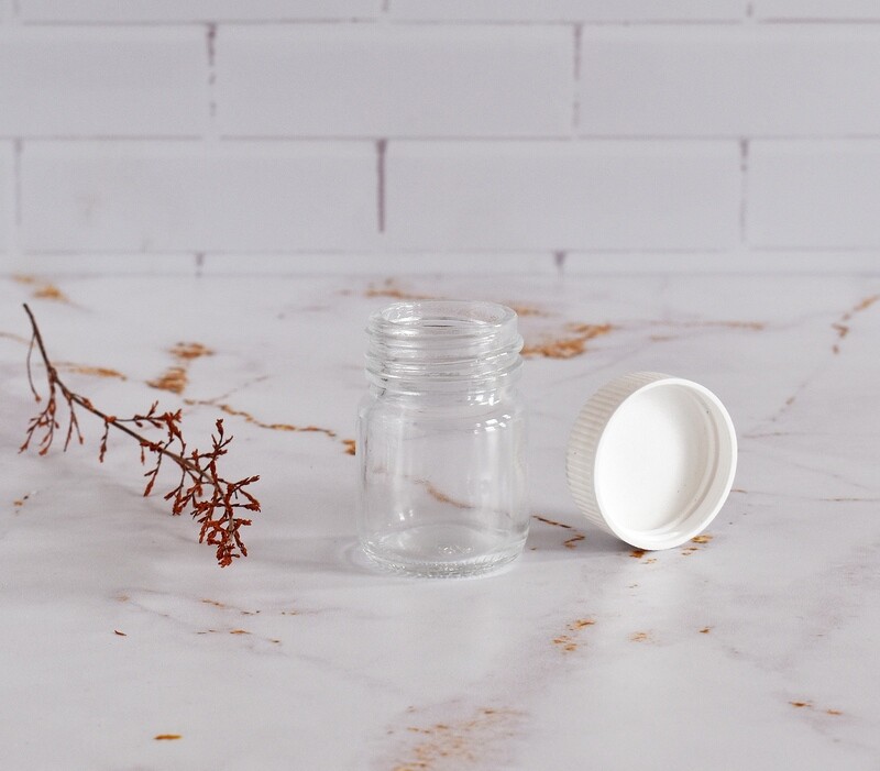 Glass Jar Ointment 25 ml + White Polyprop Lid