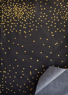 Tissue Paper 500x700mm - Confetti Dots Black & Gold (5's)
