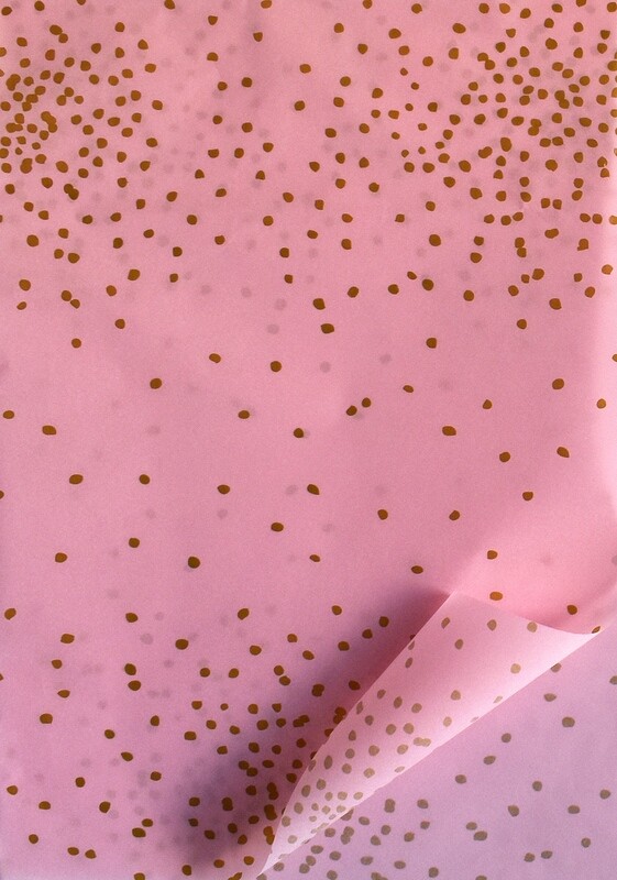 Tissue Paper 500x700mm - Confetti Dots Pink &amp; Gold (5's)