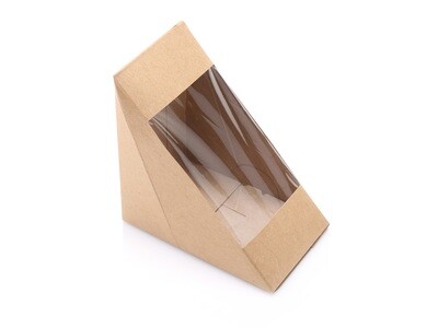 Kraft Sandwich Wedge with PLA window 120 x 120 x 75 mm (ea)