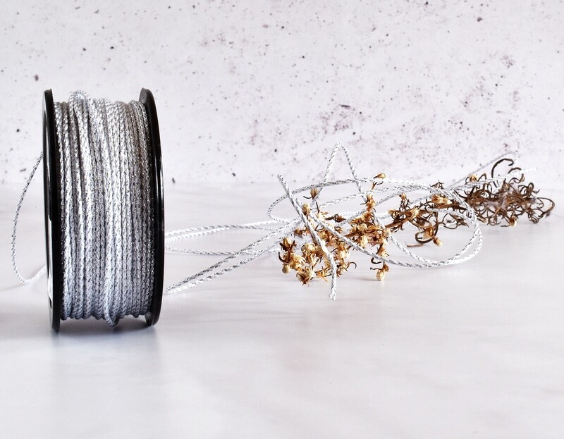 Bakers Twine 10mx2mm - White &amp; Silver (ea)