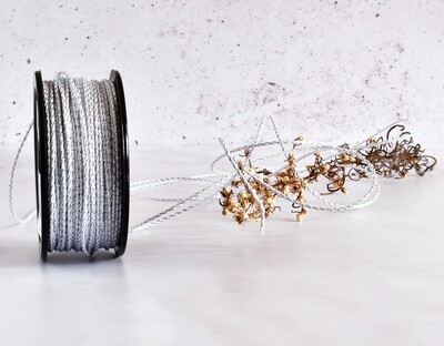 Bakers Twine 75mx2mm - White & Silver (ea)