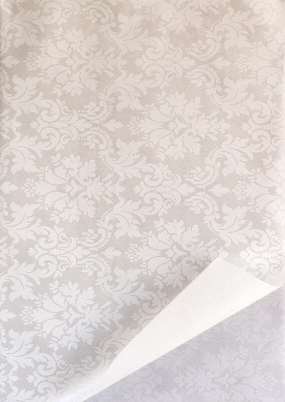 Tissue Paper 500x700mm - Damask Pearl &amp; White (5's)