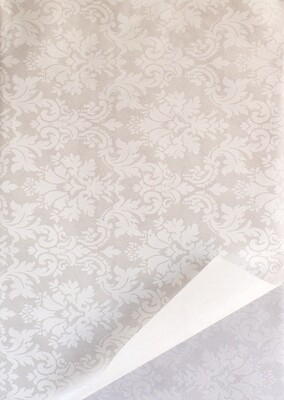 Tissue Paper 500x700mm - Damask Pearl &amp; White (5&#39;s)