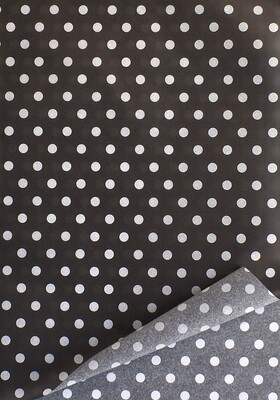 Tissue Paper 500x700mm - Dot Black & White (5's)