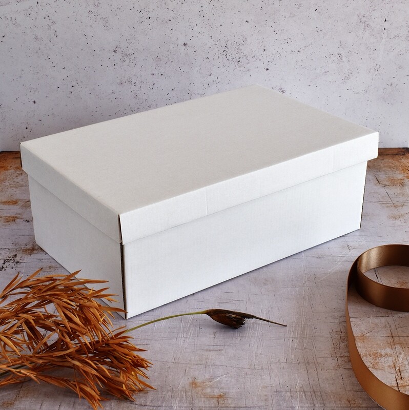 Corrugated Base &amp; Lid Shoe Box 205 x 340 x 120 mm - White (ea)