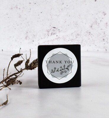 Sticker Thank You Flowers Grey 50mm (6's)