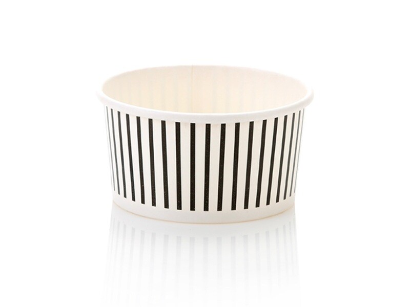 Tub Ice Cream Vintage 180 ml - Black &amp; White Stripe (Qty 50)