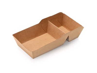 Box 2 Compartment Food Tray Kraft 320ml (Qty 125)