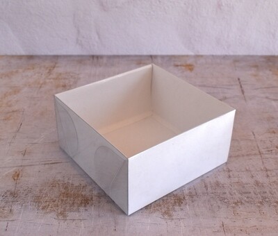Gift Box White Base PVC Lid 150 x 150 x 75 mm (ea)