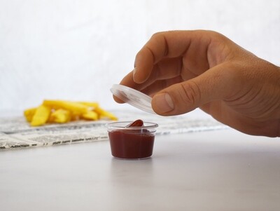 Clear Plastic Sauce Tub &amp; Lid 25ml (pack of 50)