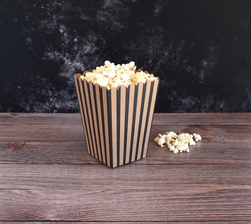 Box Popcorn Small Kraft &amp; Black Stripe 105 x 105 x 155 mm  (ea)
