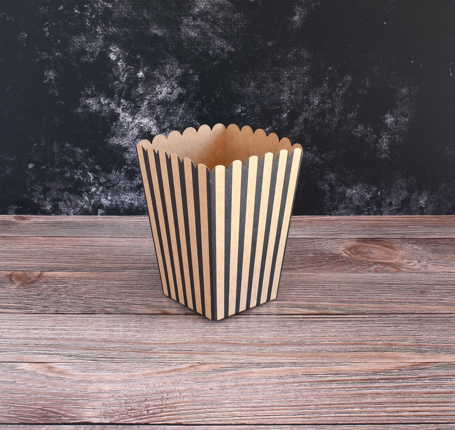 Box Popcorn Small Kraft &amp; Black Stripe 105 x 105 x 155 mm  (ea)