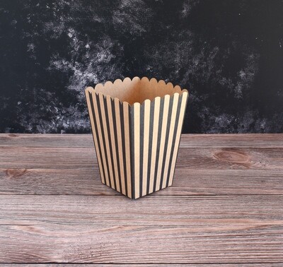 Box Popcorn Small Kraft &amp; Black Stripe 105 x 105 x 155 mm  (ea)