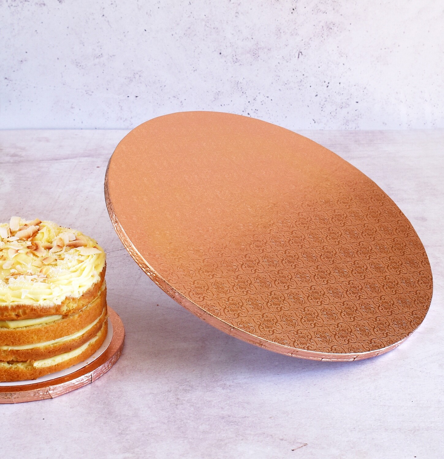 Cake Board Embossed Rose Gold Round 13&quot; Thick (ea)