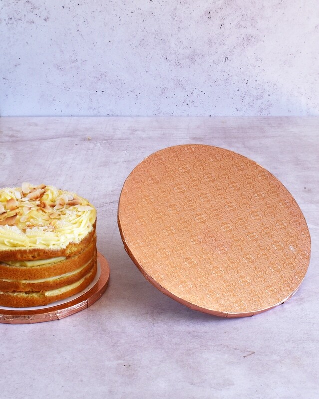 Cake Board Embossed Rose Gold Round 10&quot; Thick (ea)