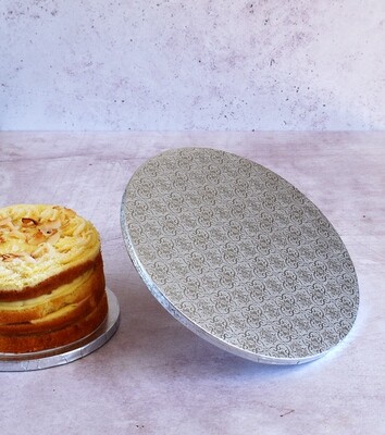 Cake Board Embossed Silver Round 11&quot; Thick (ea)