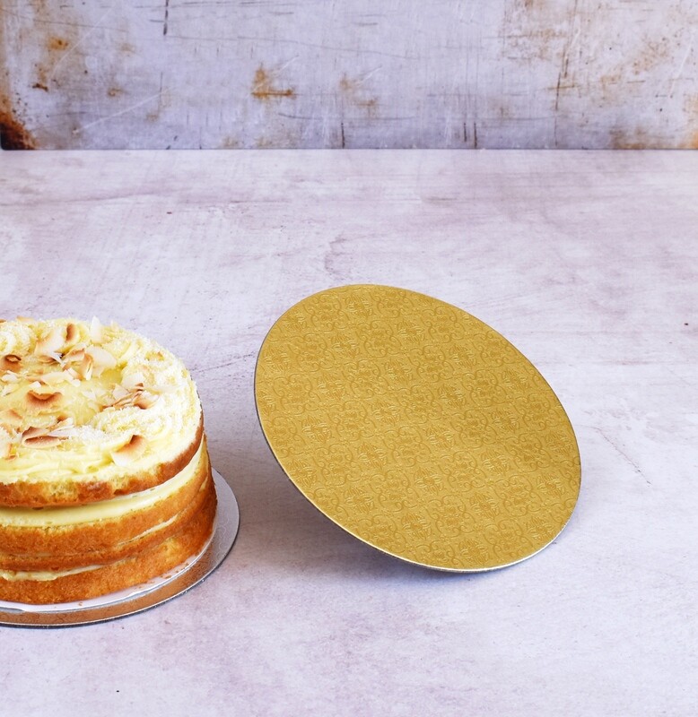 Cake Board Embossed Gold Round 8&quot; Thin (ea)