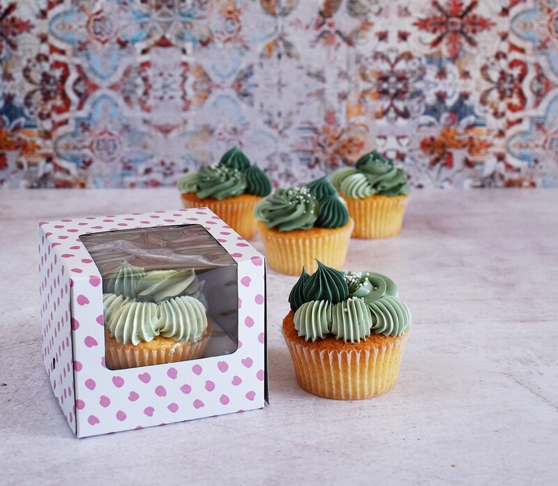 CupCake Single Window White - Pink Dot (ea)