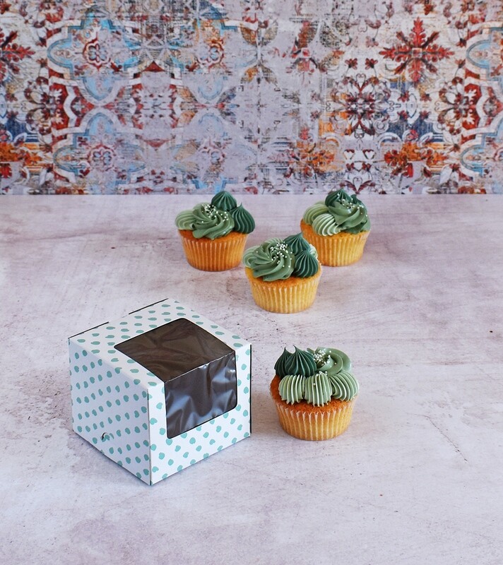 CupCake Single Window White - Green Dot (ea)