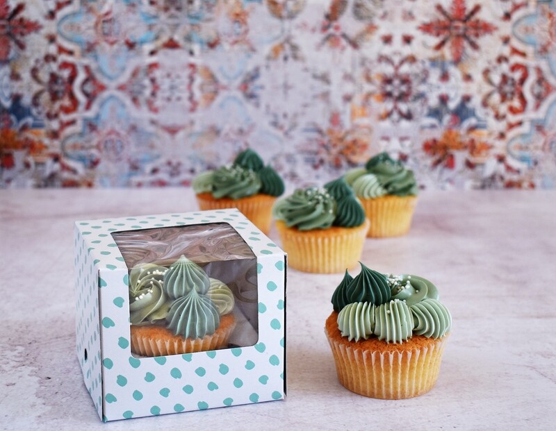 CupCake Single Window White - Green Dot (ea)