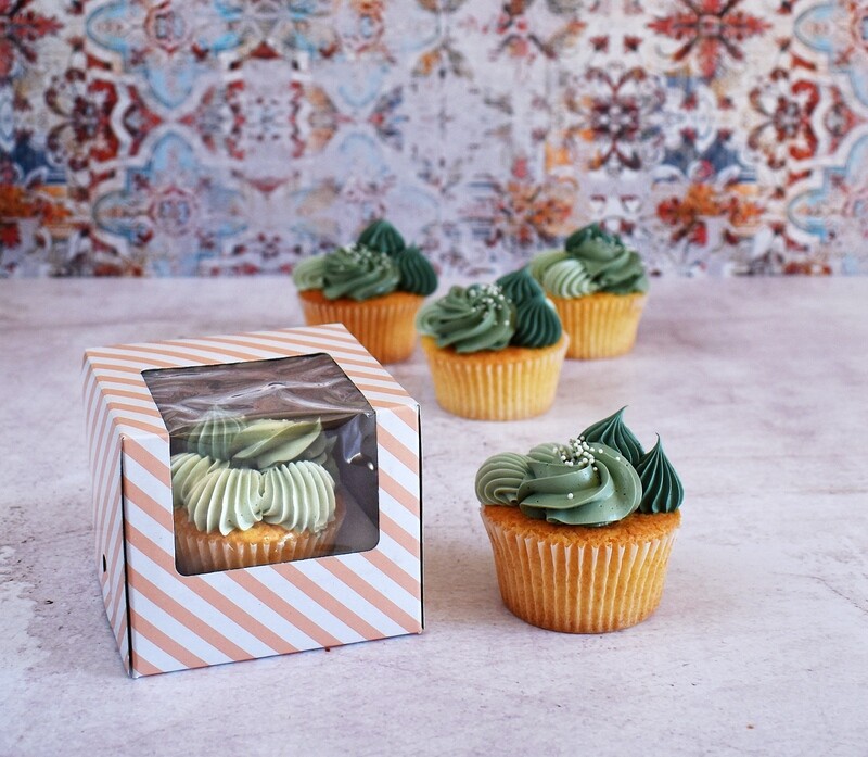 CupCake Single Window White - Orange Stripe (ea)