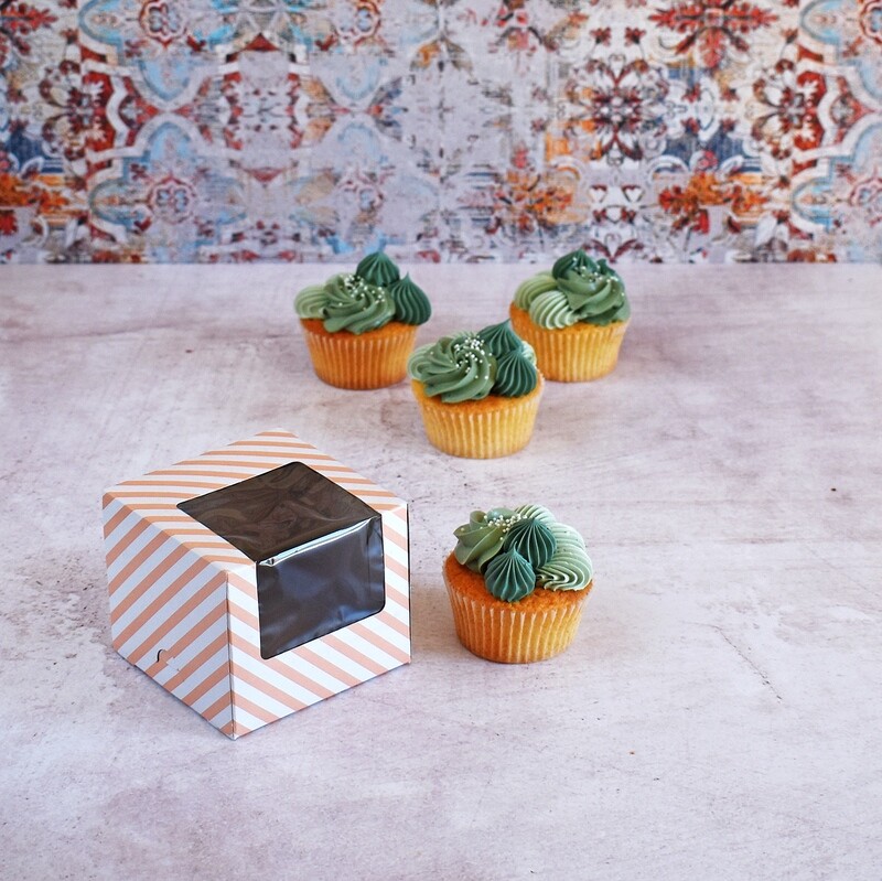 CupCake Single Window White - Orange Stripe (ea)