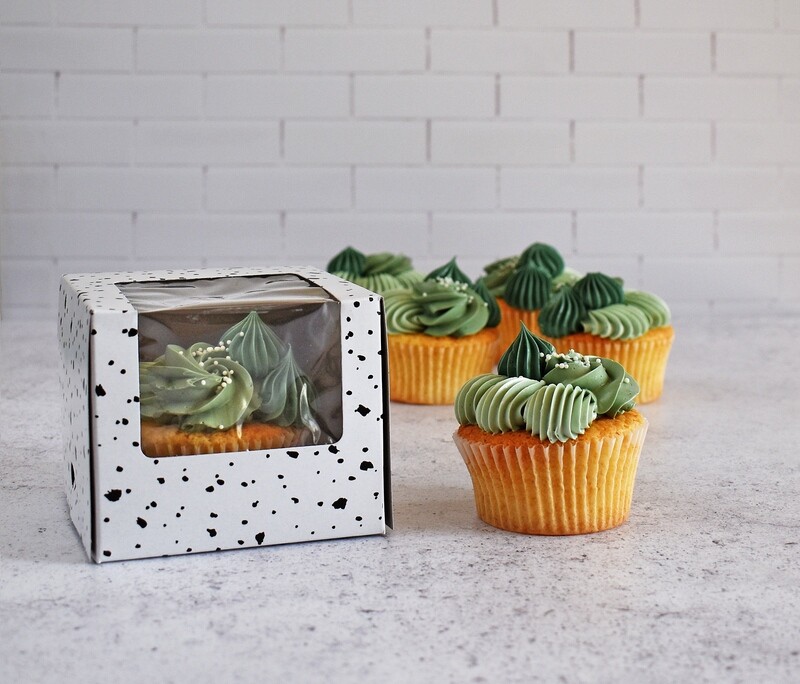 CupCake Single Window White - Black Splash (ea)