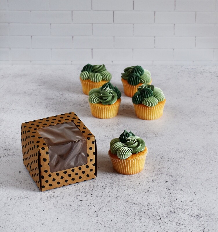 CupCake Single Window Kraft - Black Dot (ea)