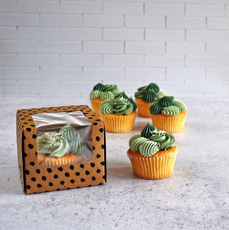 CupCake Single Window Kraft - Black Dot (ea)